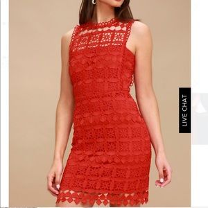 Lulus Red crotchet lace dress